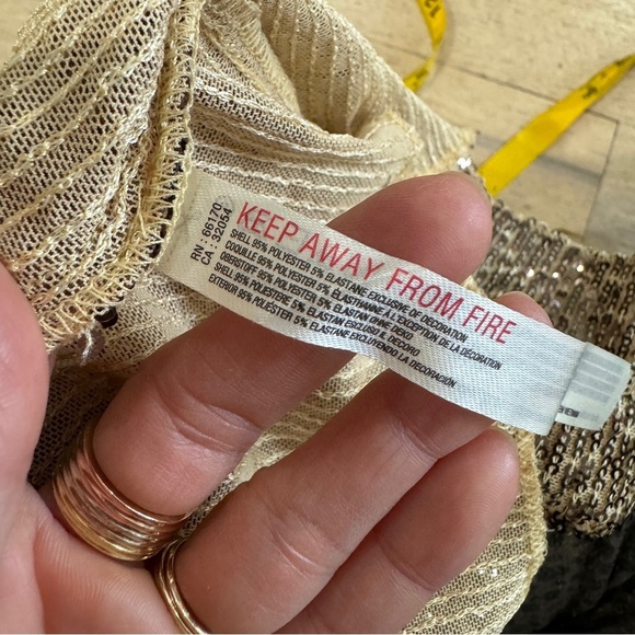 Free people sequin Gold Rush Long Sleeve in Gold Combo NWOT - Picture 9 of 9